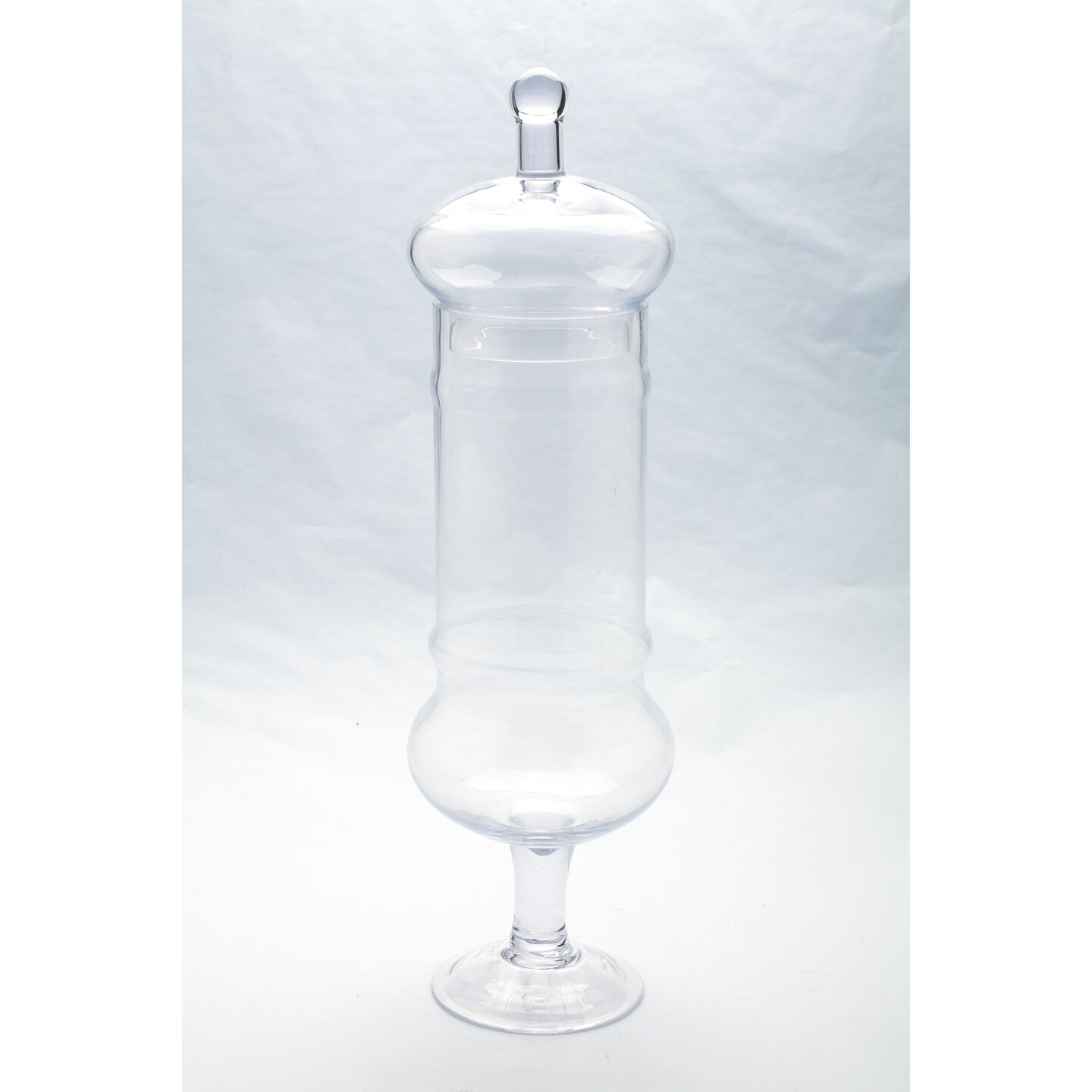 CC Home Furnishings Cylindrical Hand-Blown Glass Jar with Finial Lid - 22&#x201D; - Clear