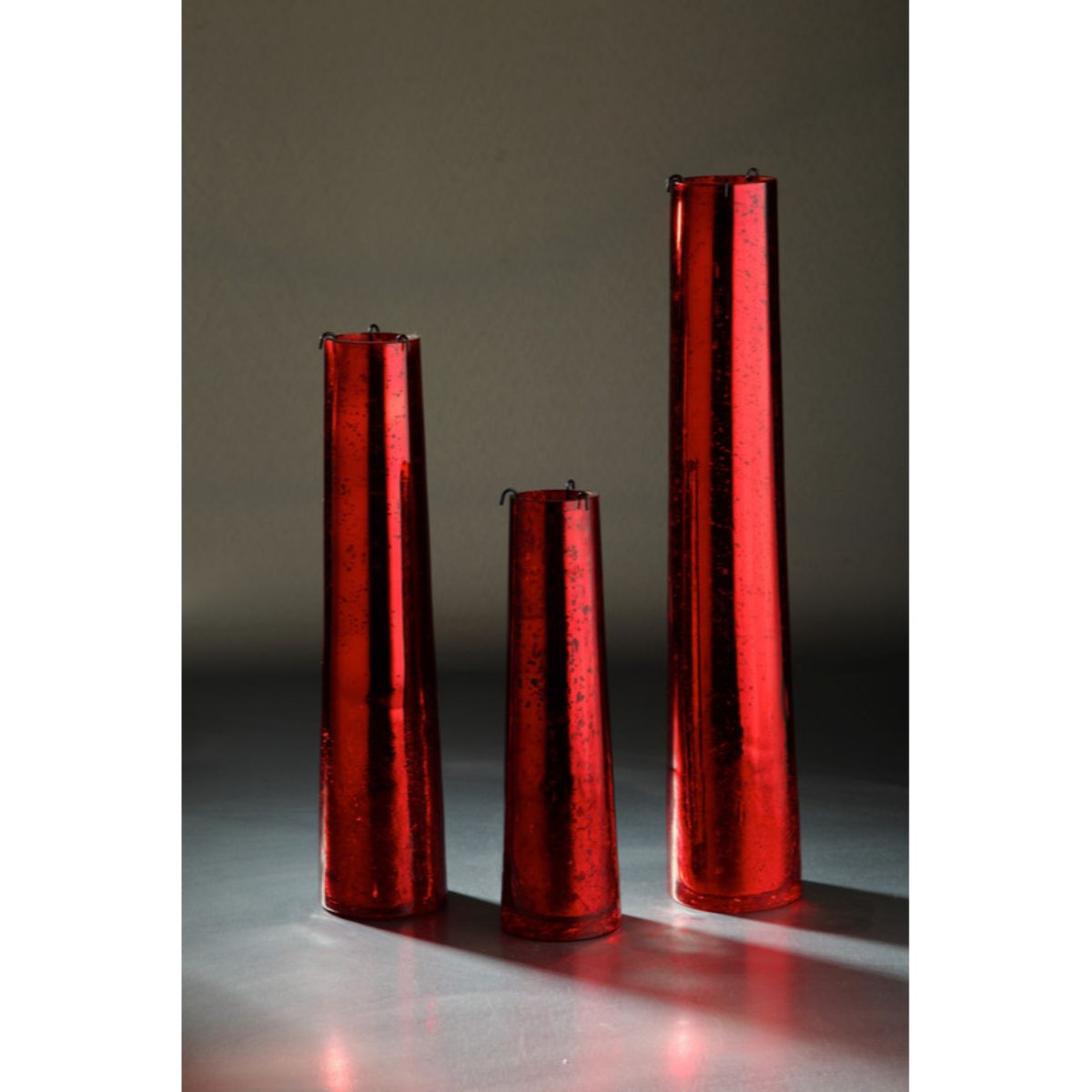 CC Home Furnishings Shiny Christmas Tower Votive Candle holders 19.7&#x22; - Red - Set of 3