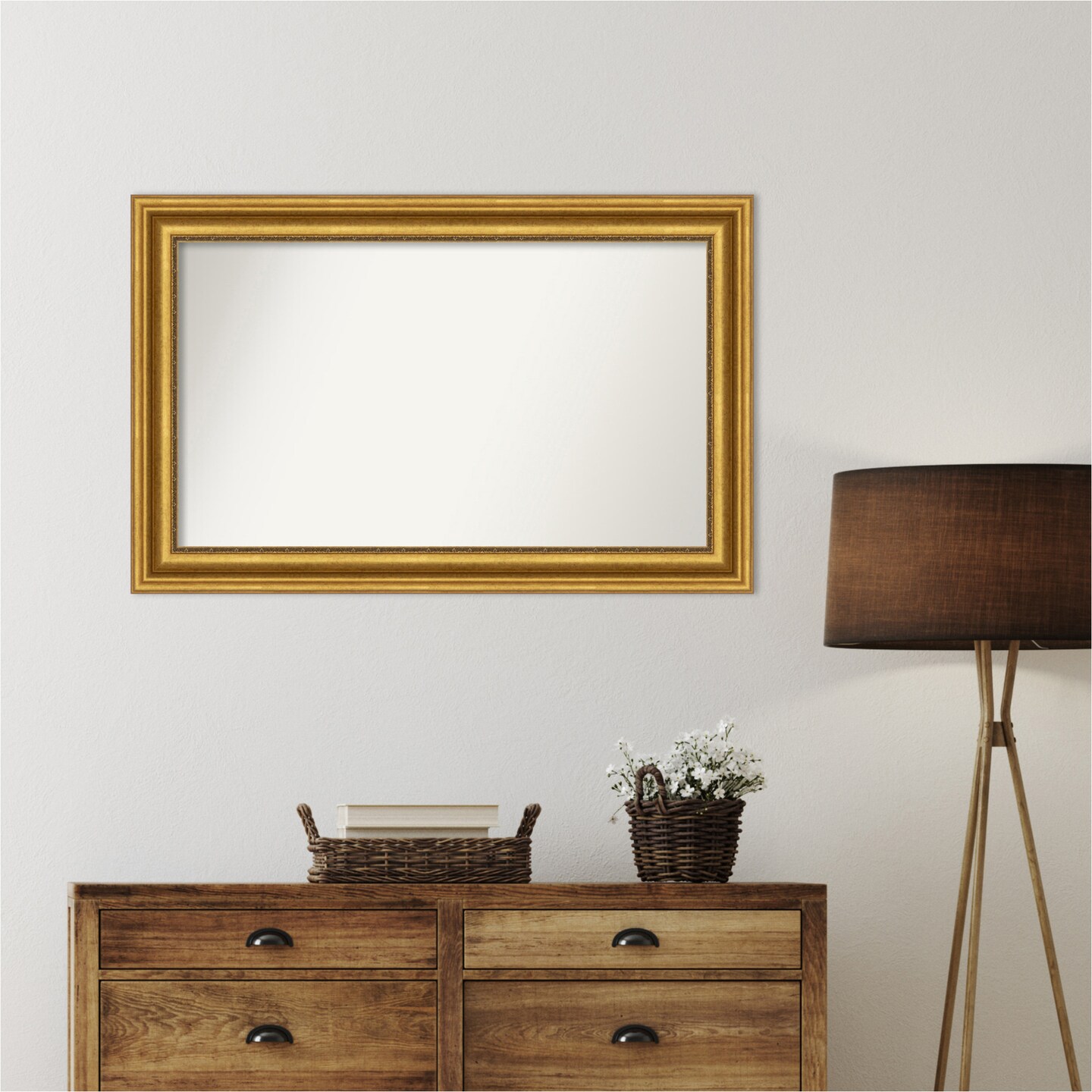 Parlor Gold Non-Beveled Custom Framed Bathroom Vanity Wall Mirror