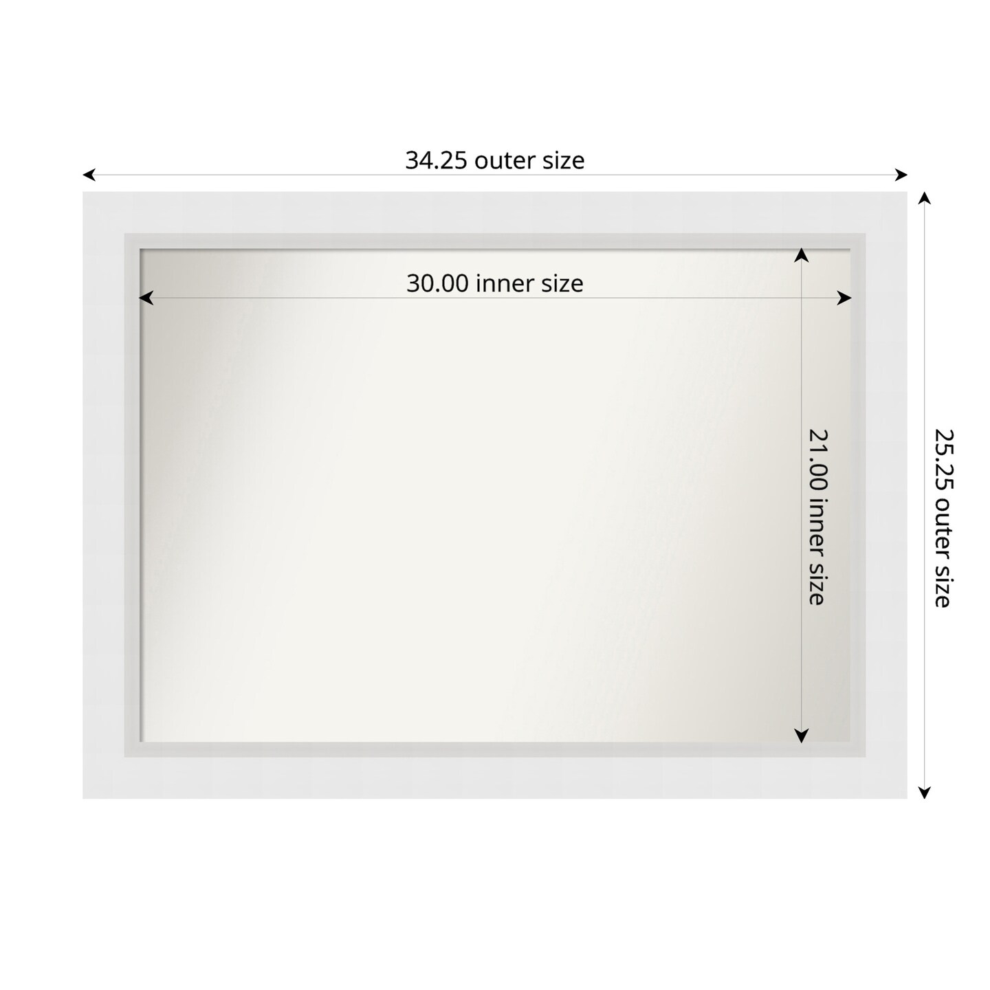 Blanco White Non-Beveled Custom Framed Bathroom Vanity Wall Mirror