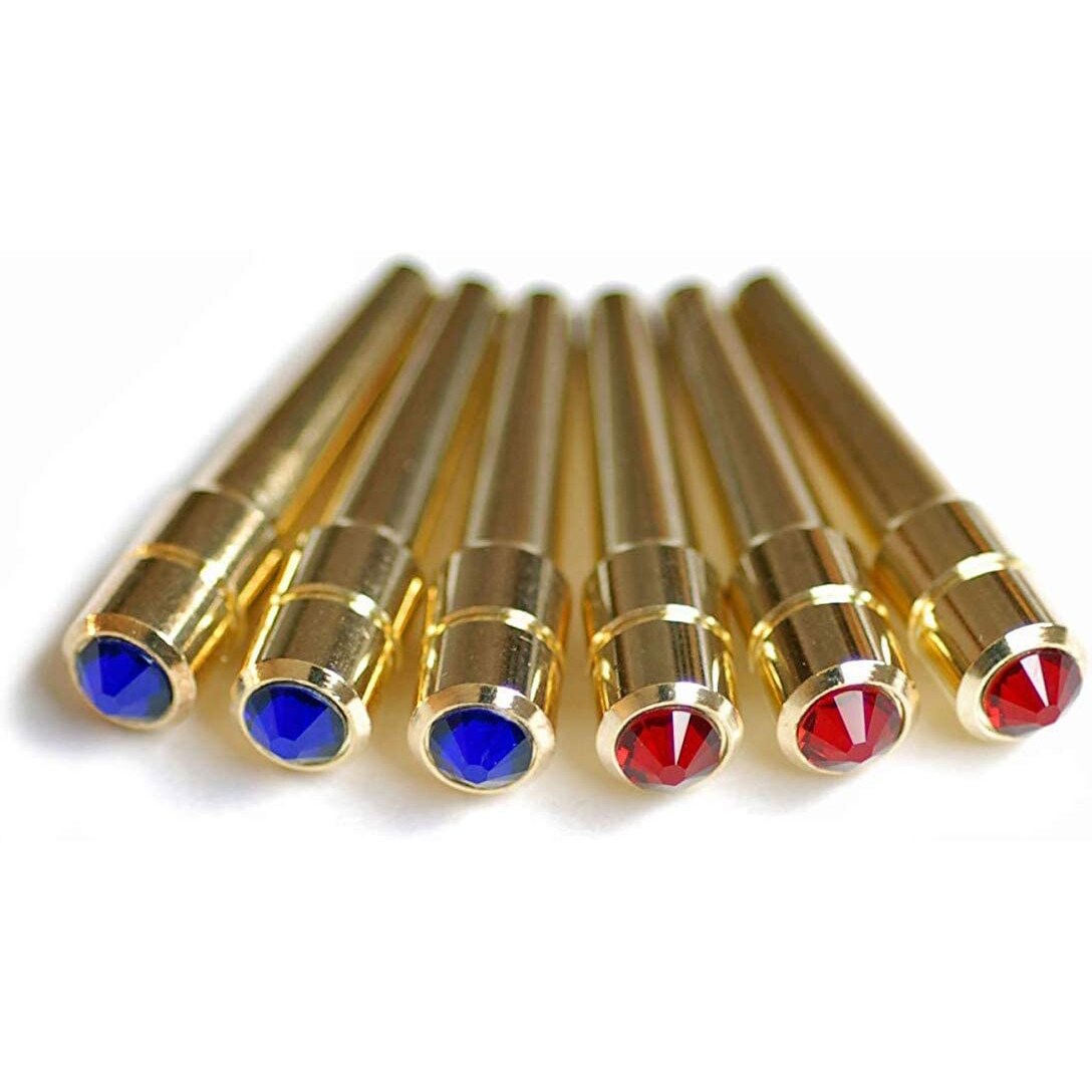 WE Games Brass Cribbage Pegs with Swarovski Austrian Crystals &#x26; Velvet Pouch - Set of 6 (3 Red, 3 Blue)