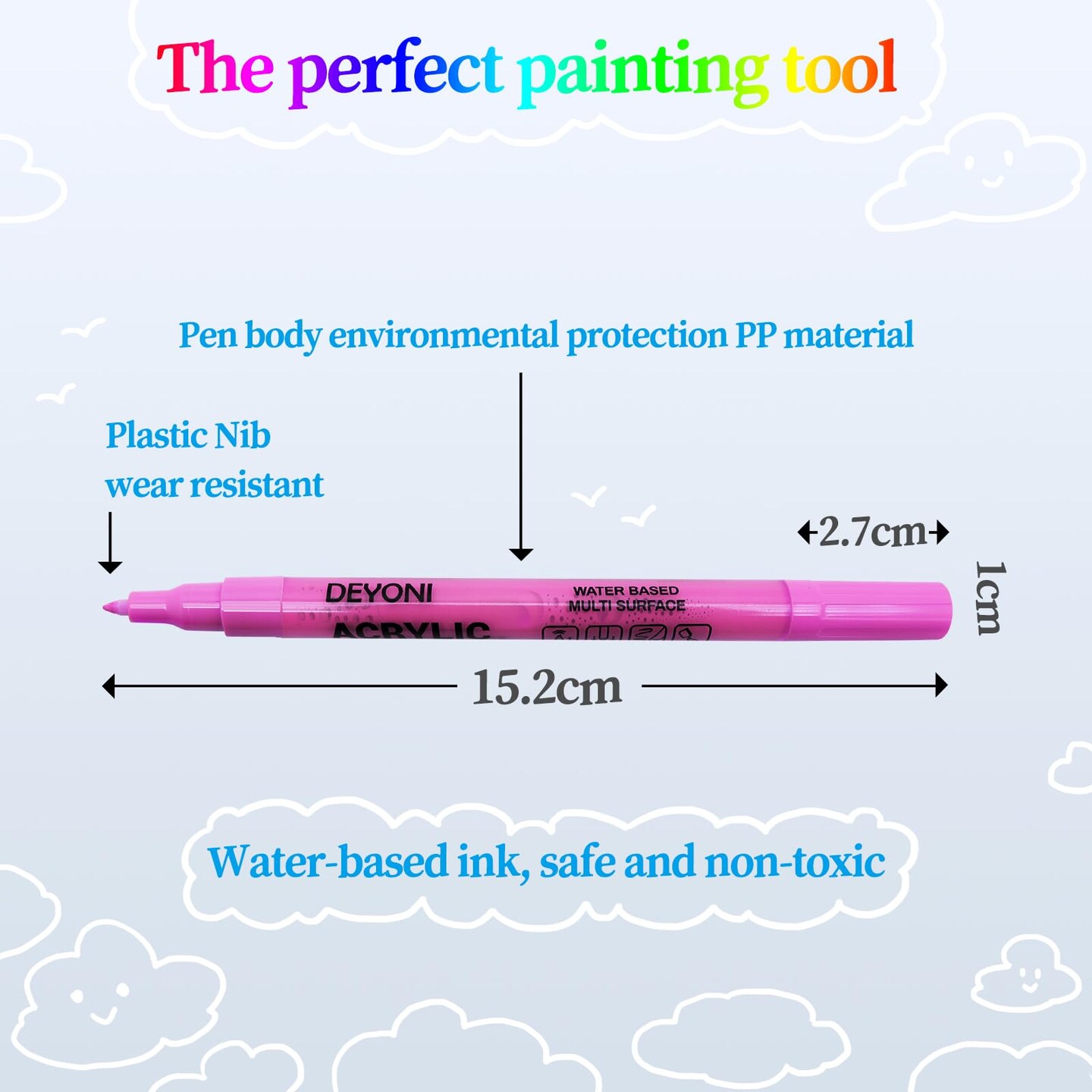 12 Colors Acrylic Paint Pens for Kid 0.7mm, Extra Fine Paint Pens Acrylic Markers Canvas, Rock Painting, Wood, Fabric, Ceramic, Stone, Metal, Art Supplies