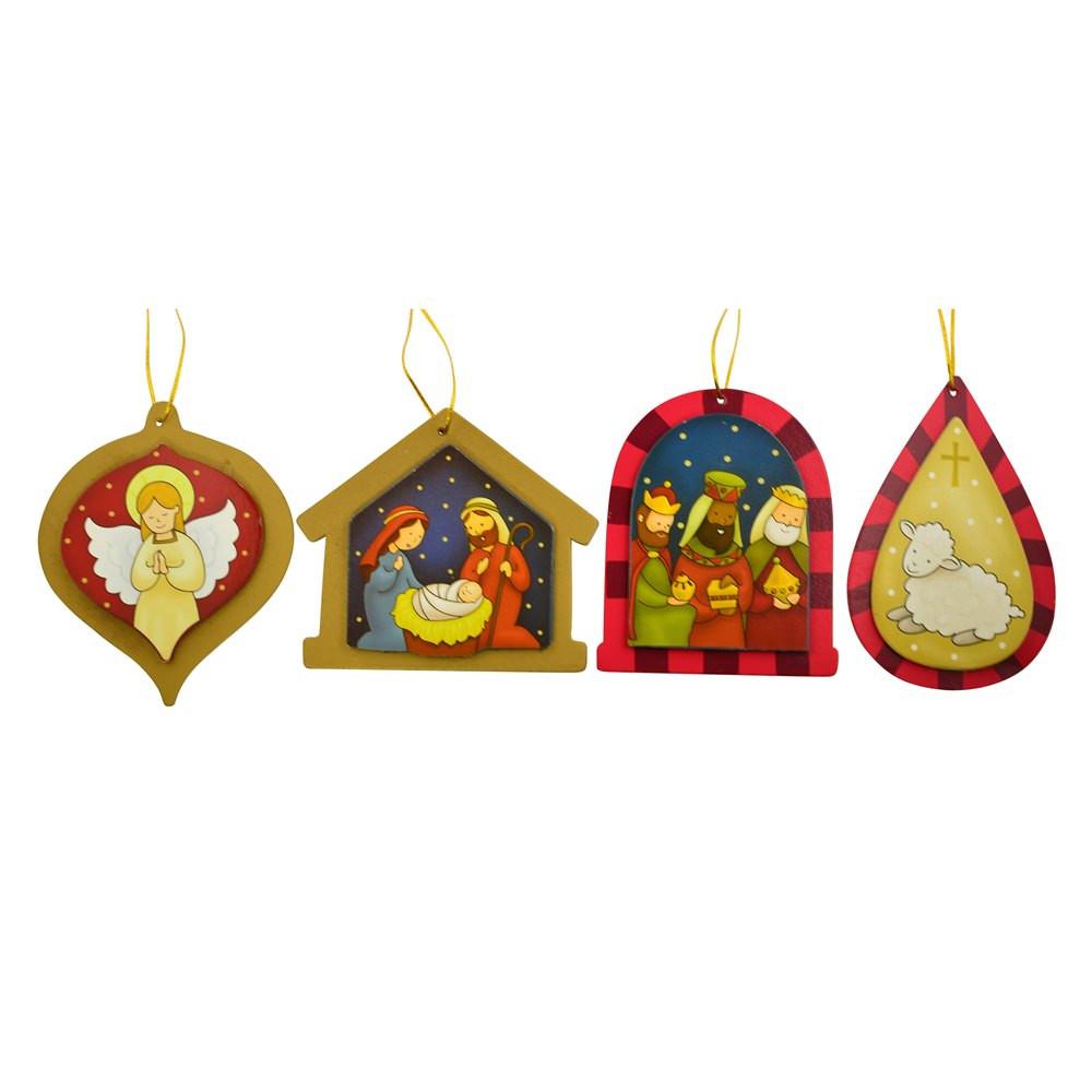 Set of 4 Glorious Day Nativity Christmas Ornaments
