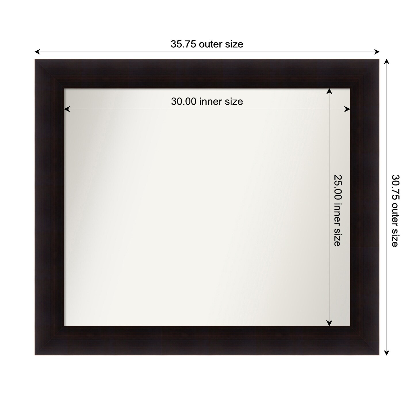 Portico Espresso Non-Beveled Custom Framed Bathroom Vanity Wall Mirror