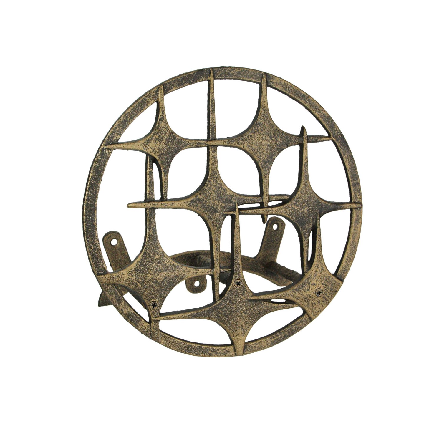 Cast Iron Mid Century Modern Stars Decorative Wall Mounted Garden Hose Holder