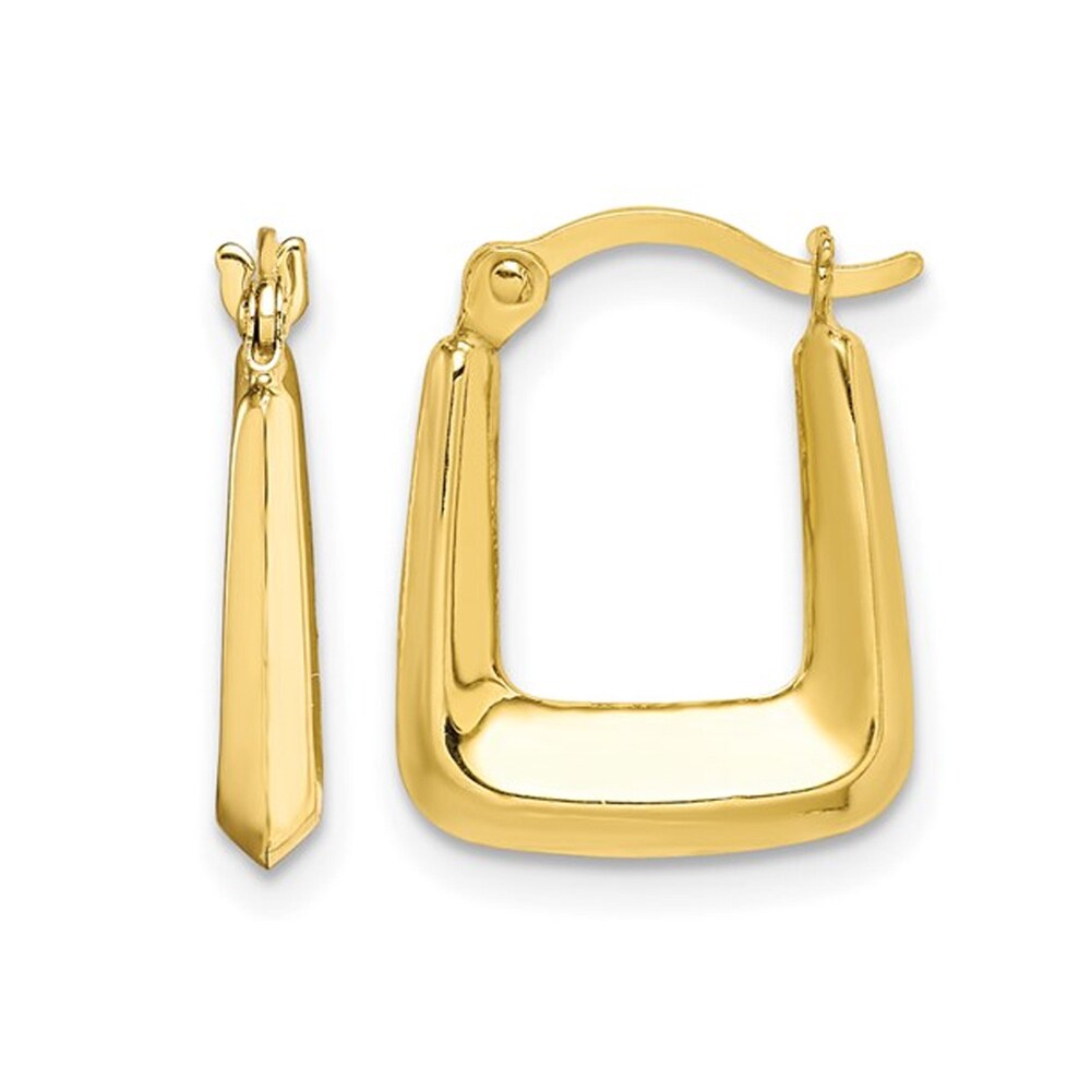 Gem And Harmony 10K Yellow Gold Square Hollow Hoop Earrings 2/3 Inch (2.00mm)