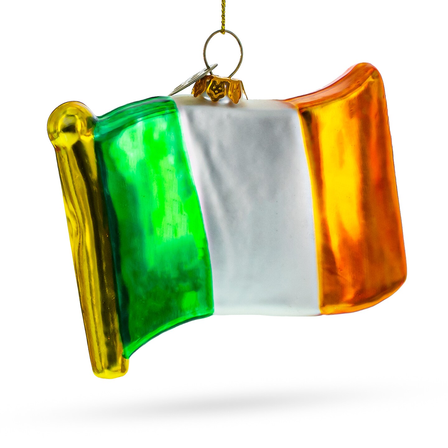 Waving Flag of Ireland Blown Glass Christmas Ornament