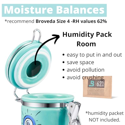 1 PCK Evil Eye Stash Jar Half Oz (250ml), Odor Smell Proof Jar Airtight Container Keep Herbs Fresh Storage, Stash Jar Air Tight Container Ceramic, Turkish Blue Eye Nazar Decor Witchcrafts Ritual Accessories