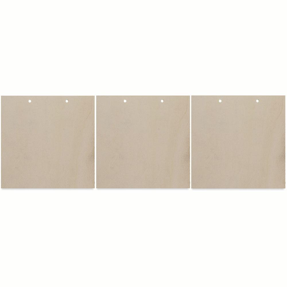 3 Square Unfinished Wooden Shapes Craft Cutouts DIY Unpainted 3D Plaque 6 Inches