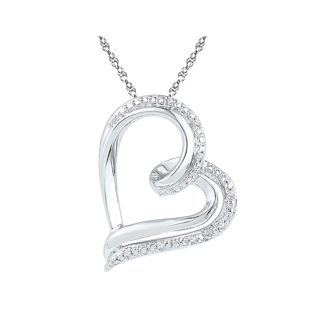 Gem And Harmony Heart Pendant Necklace in Sterling Silver with Accent Diamonds