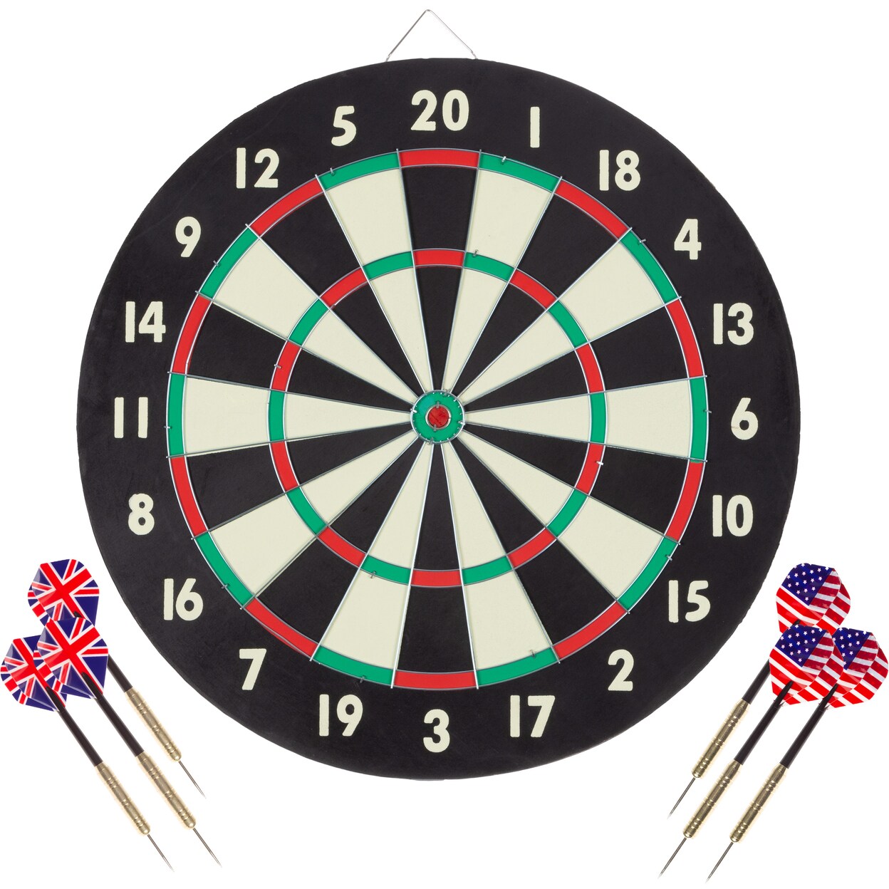 Paper Wound Dart Board Indoor Game Set With 6 Brass Tipped Darts 18 Inch