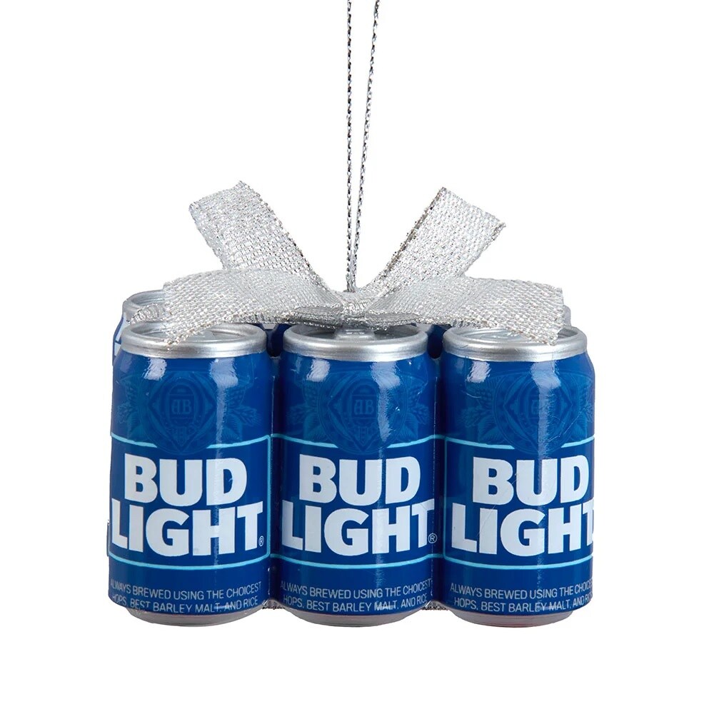 KSA Pack of 24 Blue and White Budweiser "Bud Light" Cans Christmas Ornaments 11"