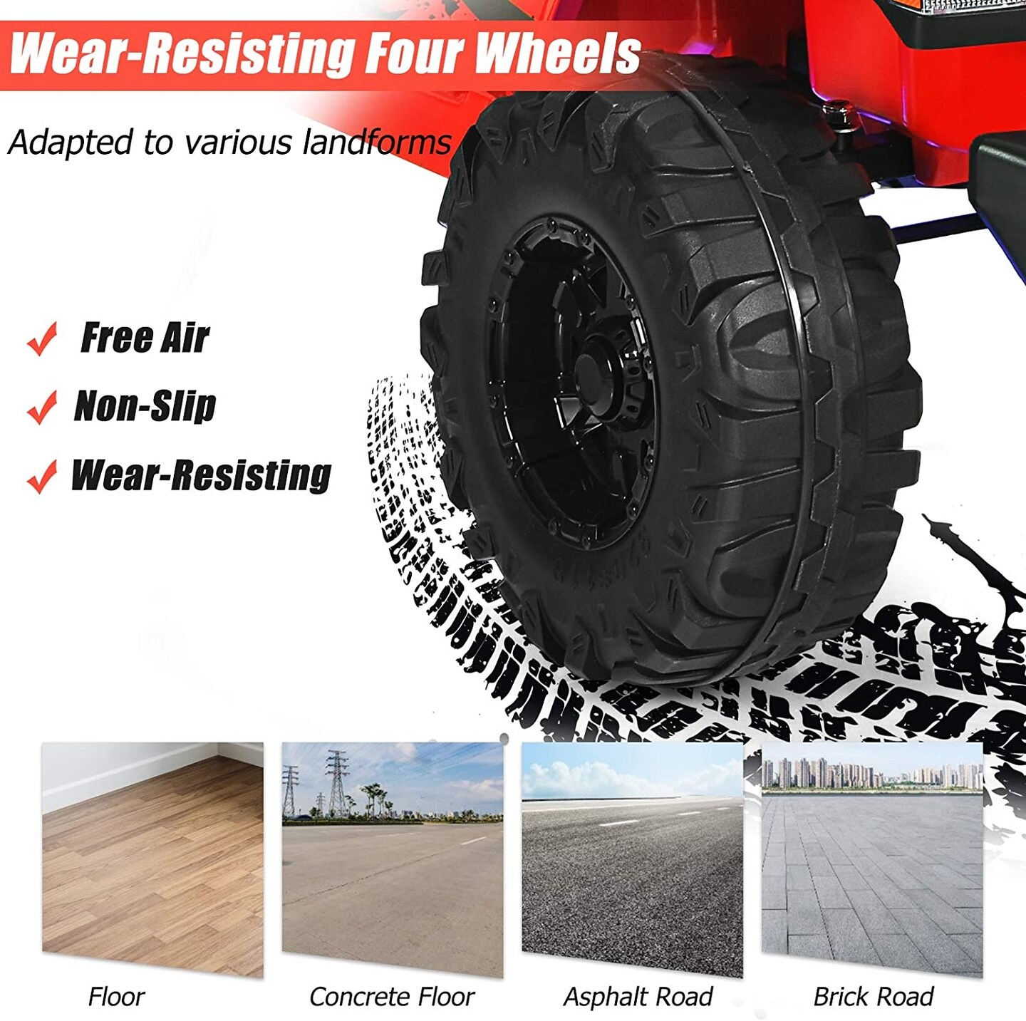 12V Kids Ride-on Jeep Car with 2.4 G Remote Control and LED Light Effects