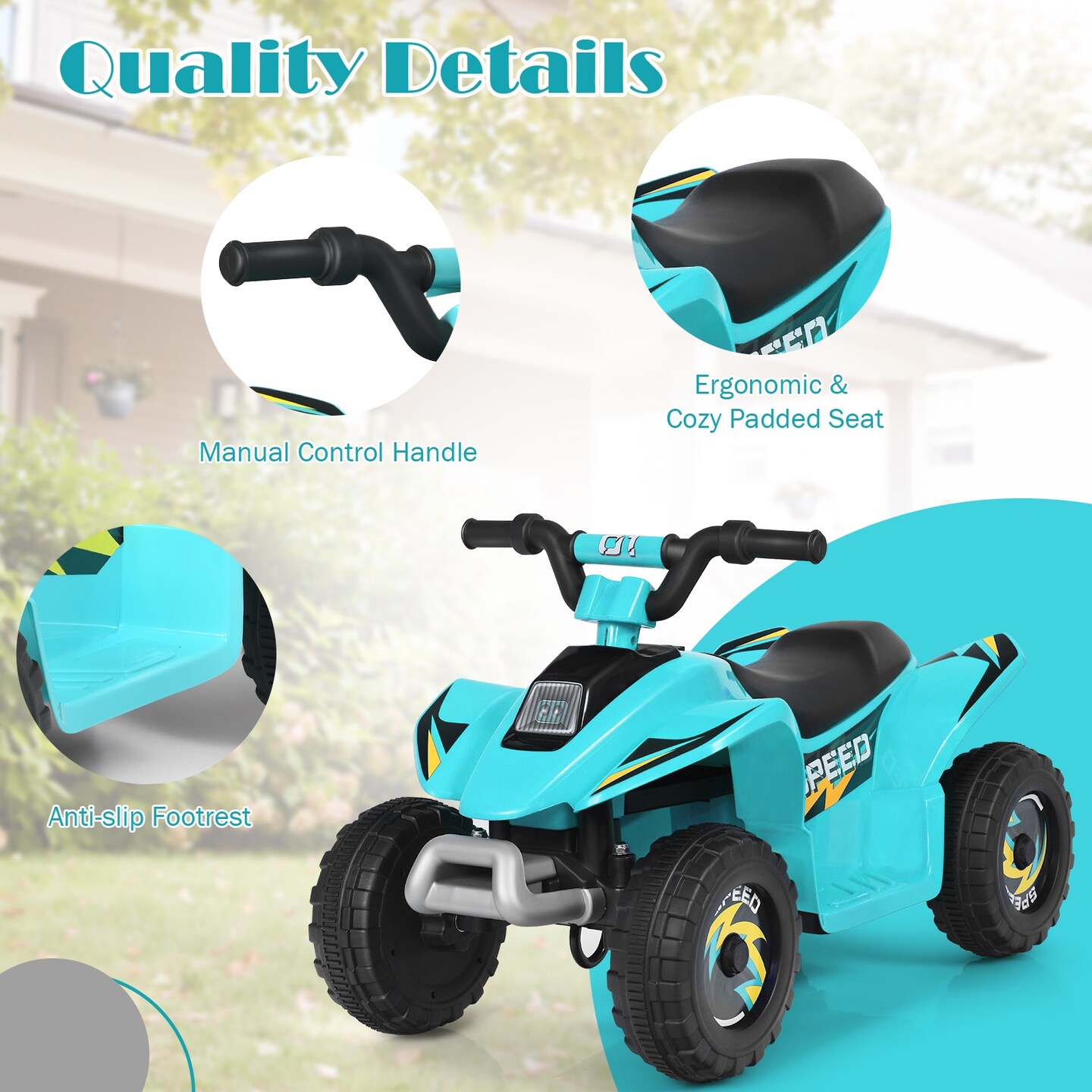 6V Kids Electric 4 Wheels Ride-On Toy with Wear-Resistant Wheels for Indoor Outdoor Use