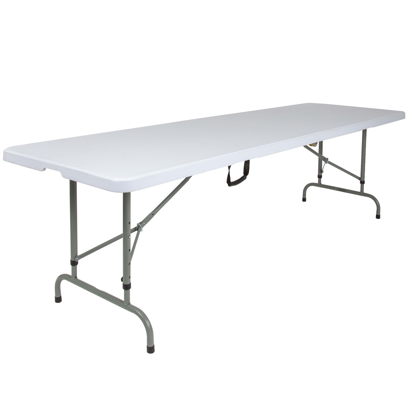 Emma and Oliver 8-Foot Height Adjustable Bi-Fold Plastic Banquet and Event Folding Table with Carrying Handle