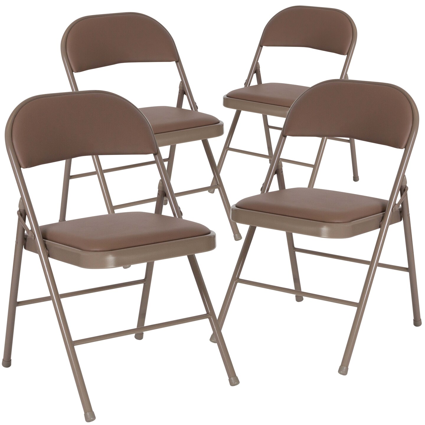 Emma and Oliver 4 Pack Vinyl Padded Metal Frame Event/Home Office Folding Chair