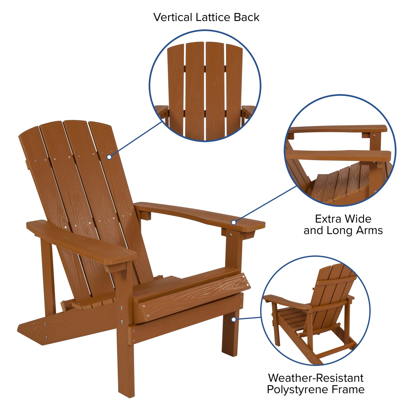 Emma and Oliver 2 Pack Outdoor All-Weather Poly Resin Wood Adirondack Chairs