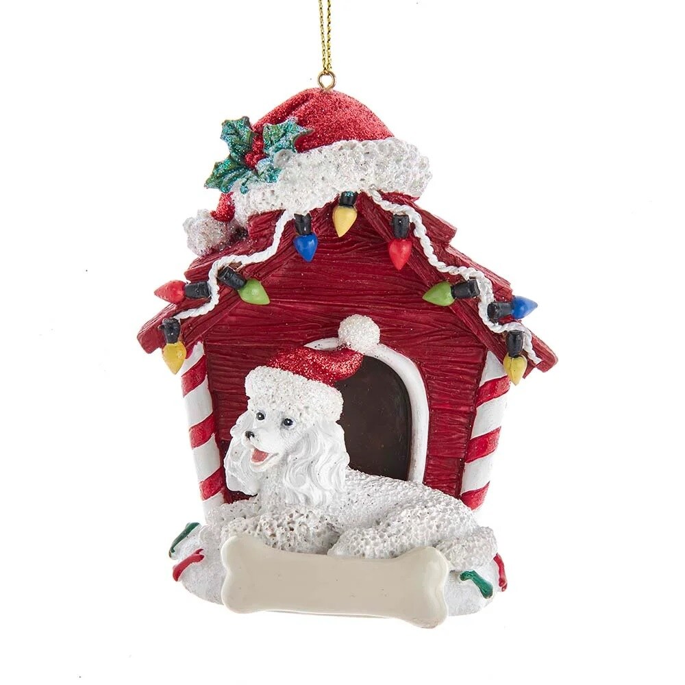 KSA Pack of 6 Personalized Poodle with Dog House Christmas Ornaments 3.75&#x22;