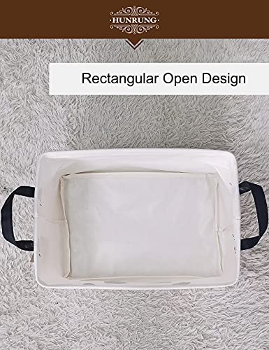 HUNRUNG Rectangle Storage Basket Cute Canvas Organizer Bin for Pet/Children Toys, Books, Clothes Perfect for Rooms/Playroom/Shelves (Panada)