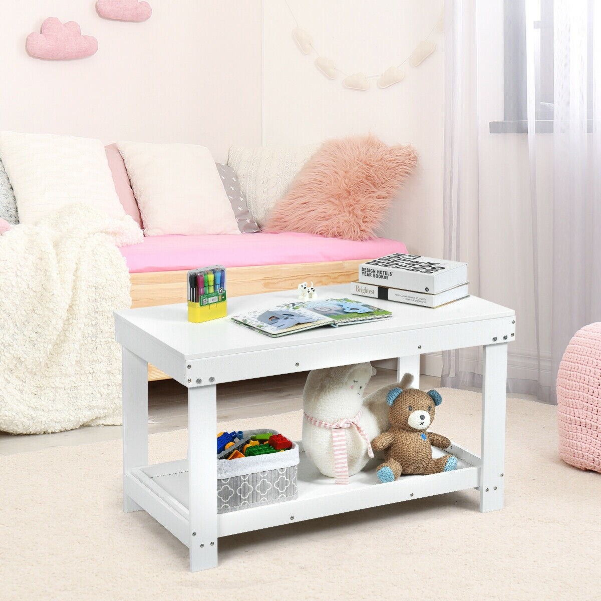 Solid Multifunctional Wood Kids Activity Play Table