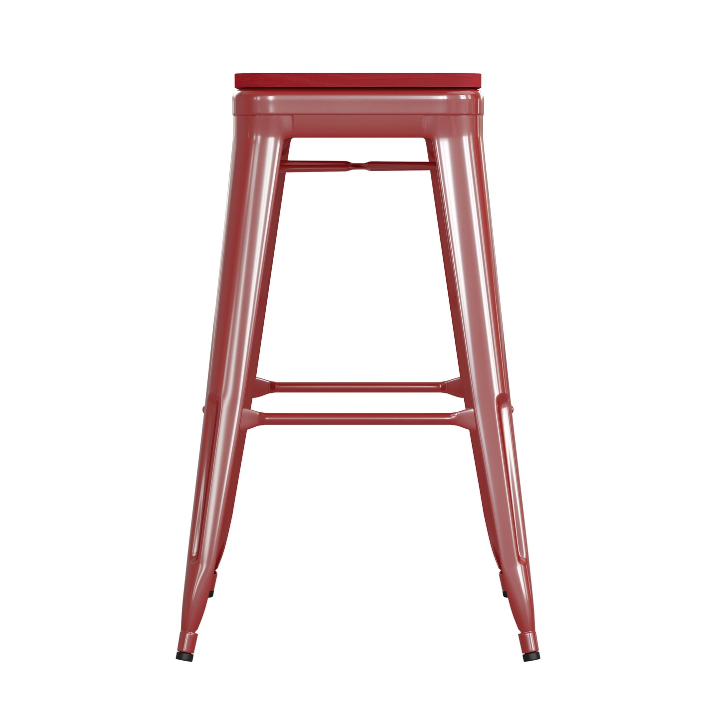 Emma and Oliver Kam Backless Metal Indoor-Outdoor Stool with All-Weather Polystyrene Seat