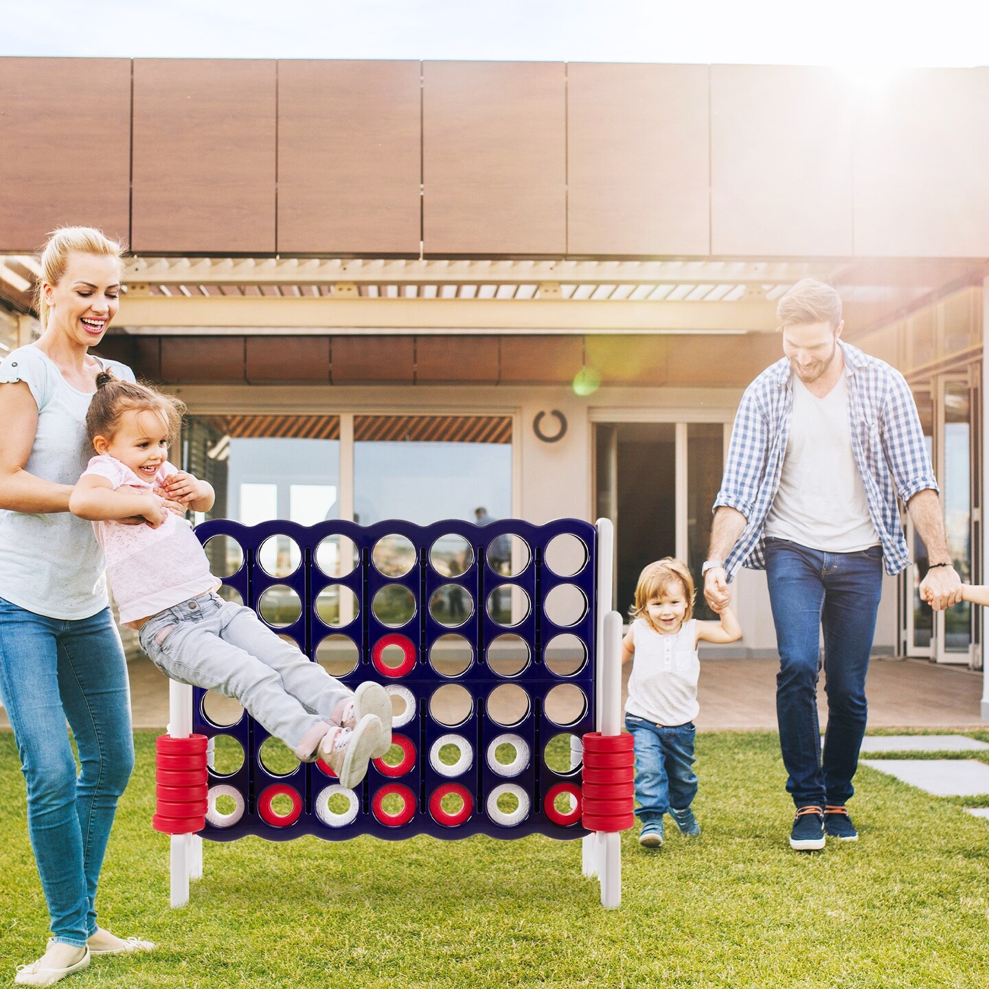 3.5 Feet Tall Jumbo 4 to Score Giant Game Set with 42 Jumbo Rings