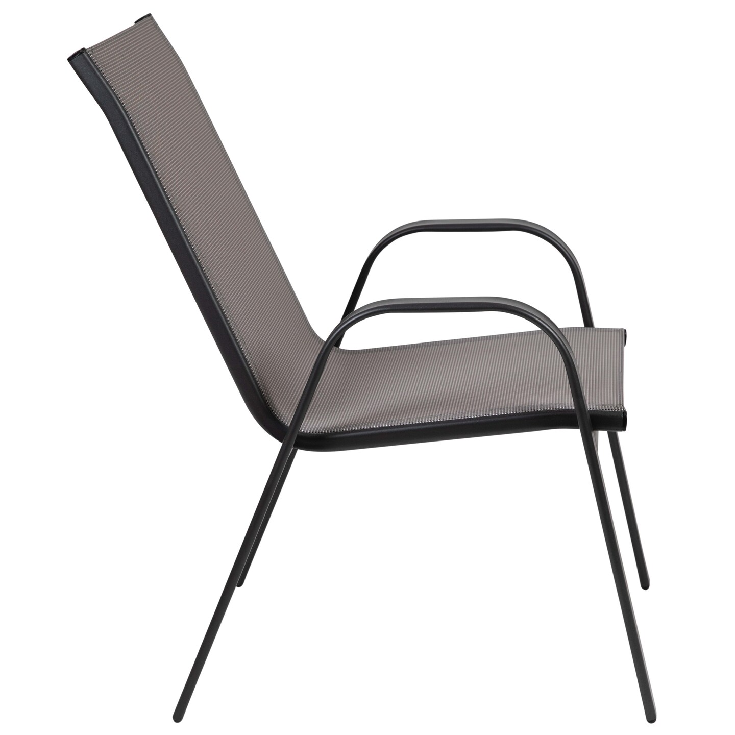 Emma and Oliver 5 Pack. Outdoor Stack Chair with Flex Comfort Material and Metal Frame