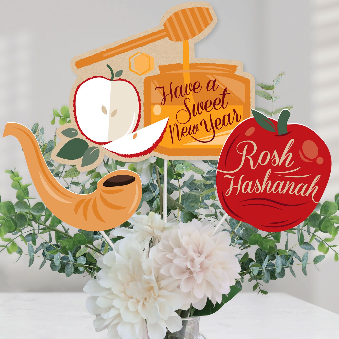 Big Dot of Happiness Rosh Hashanah - New Year Centerpiece Sticks - Table Toppers - Set of 15