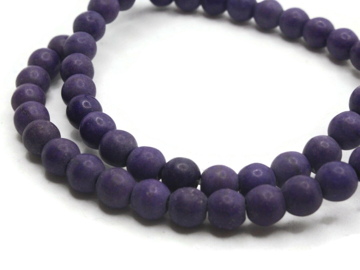 73 6mm Round Purple Dyed Synthetic Turquoise Gemstone Beads