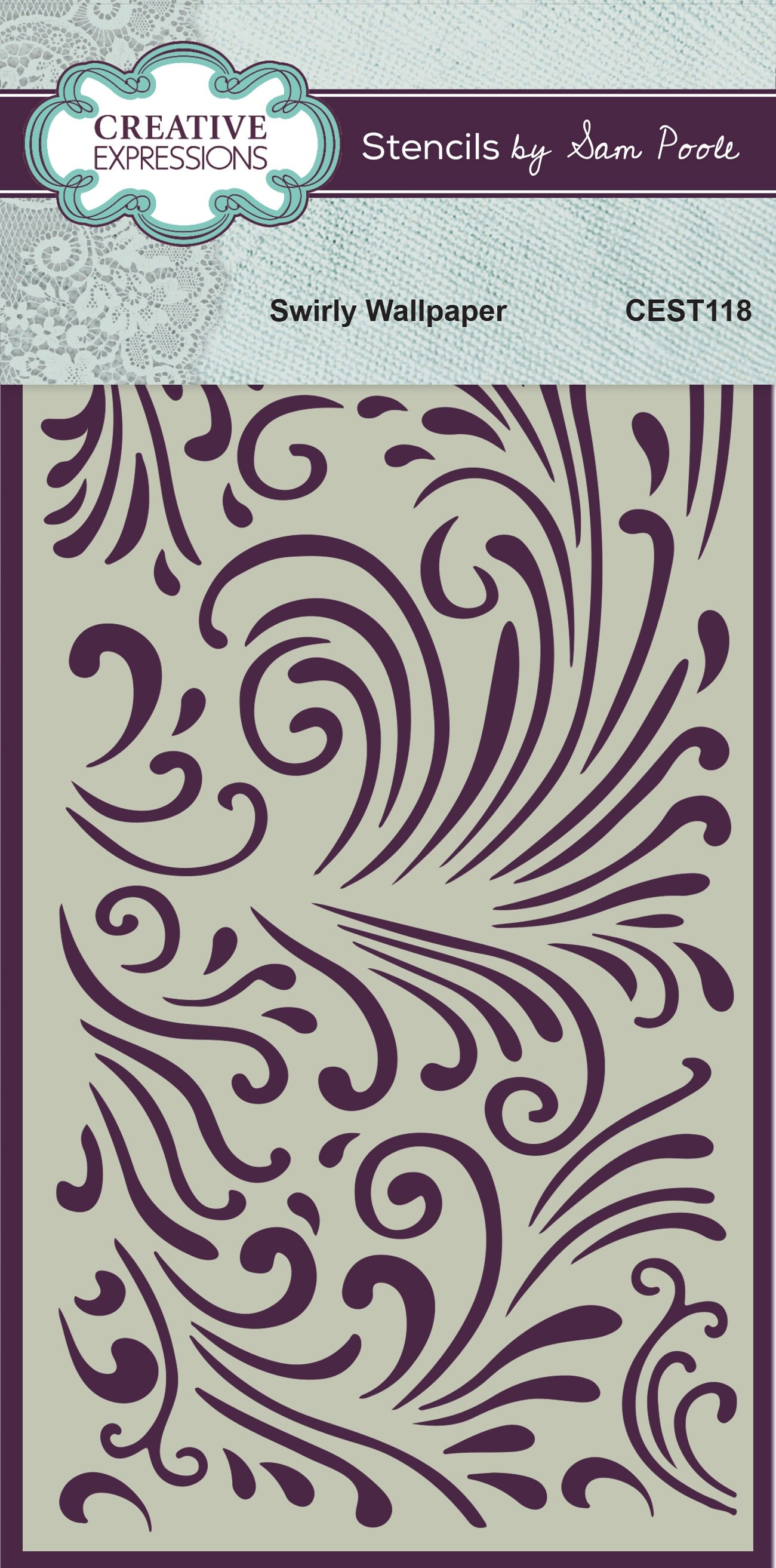 Creative Expressions 4"X8" Stencil By Sam Poole-Swirly Wallpaper