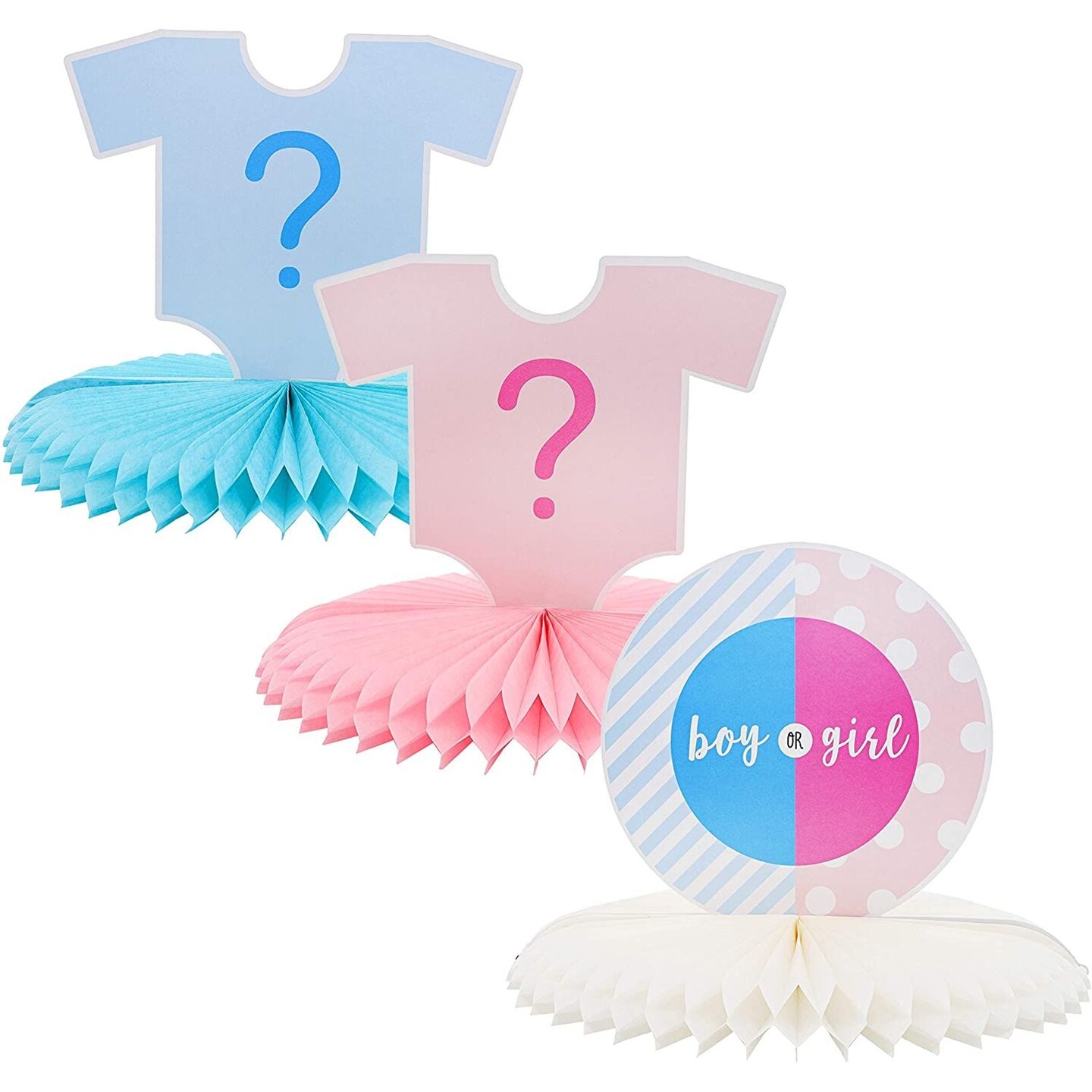 Blue Panda Gender Reveal 3-Piece Set Table Decorations - Baby Boy or Girl  Honeycomb Centerpiece Party Supplies, 12 x 9 Inches