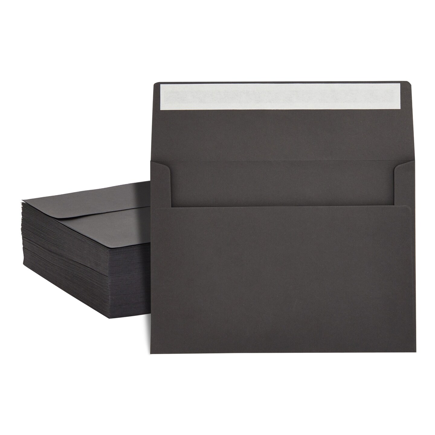 200-Pack 5x7-Inch Black Envelopes with Square Flap and Peel and