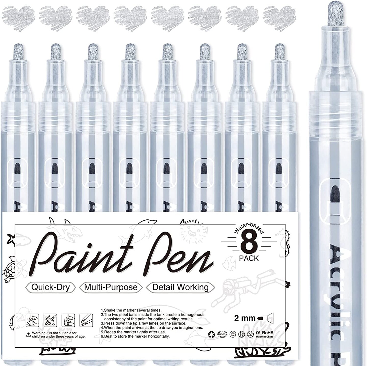 Acrylic Paint Pens - 8 Packs - Metallic