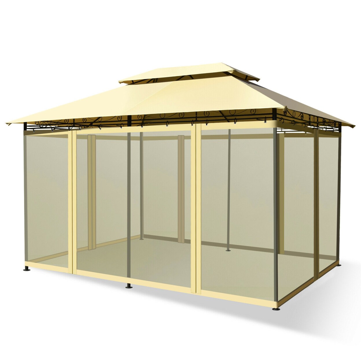 2-Tier 10X13 Steel Gazebo Canopy Tent Shelter Patio Garden Outdoor Netting