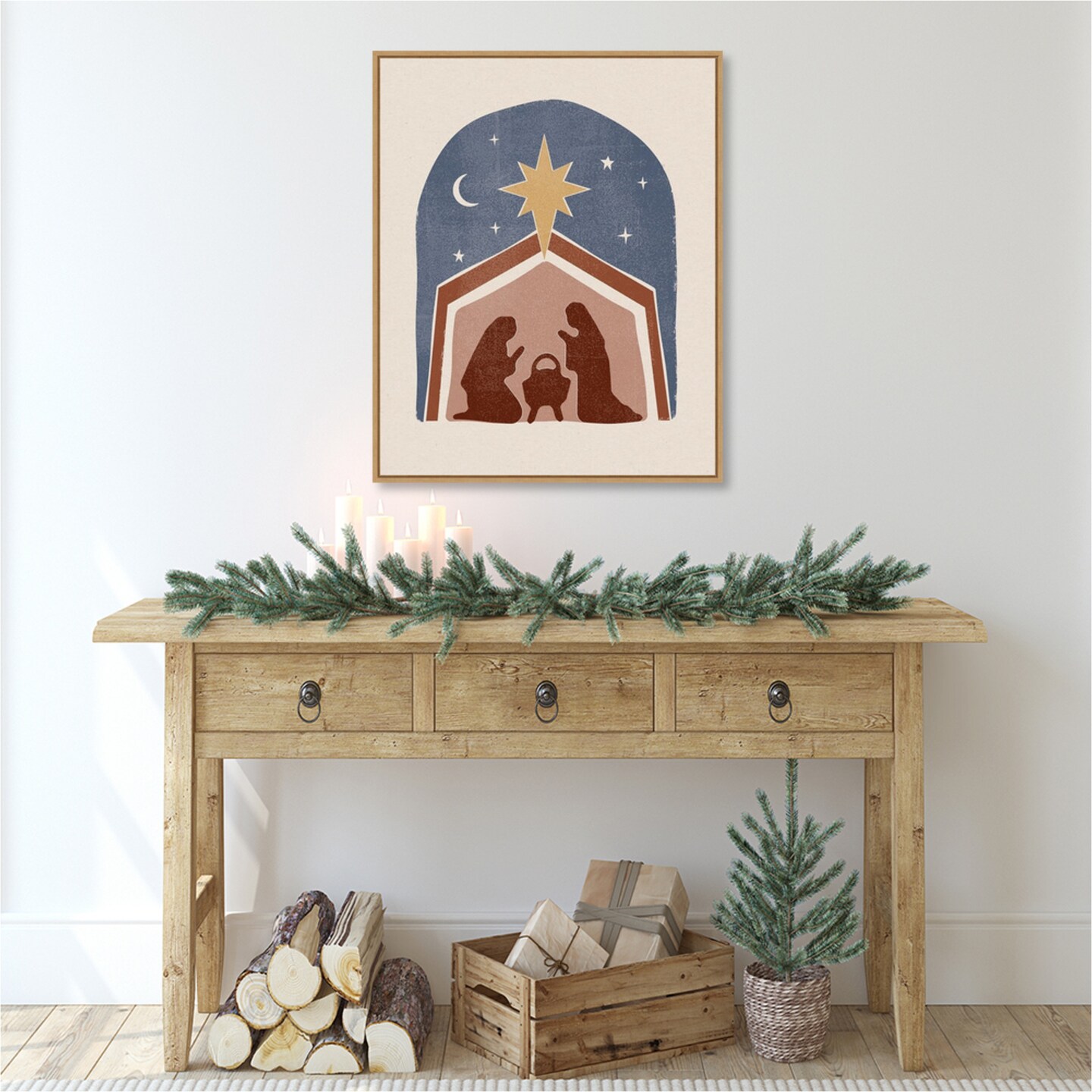 Boho Nativity I by Victoria Barnes Canvas Art Framed