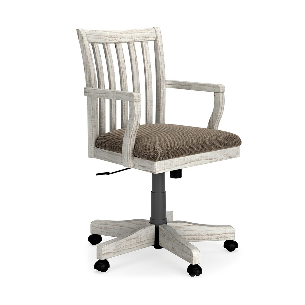 Saltoro Sherpi 23 Inch Swivel Home Office Chair, Slatted, Farmhouse Style, Antique White-
