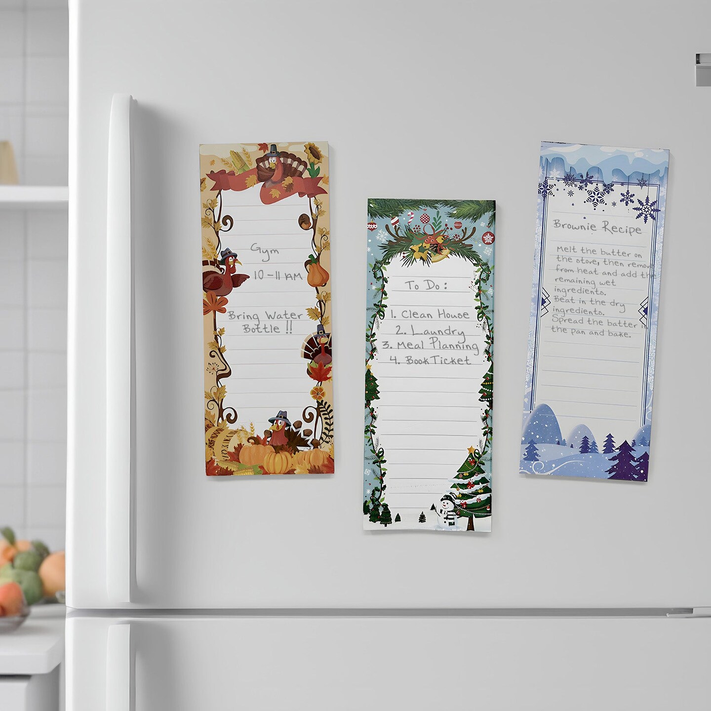 Wrapables Festive Floral Magnetic Notepads for Refrigerator, To-Do lists, Grocery Shopping, Memo, Reminders (Set of 3)