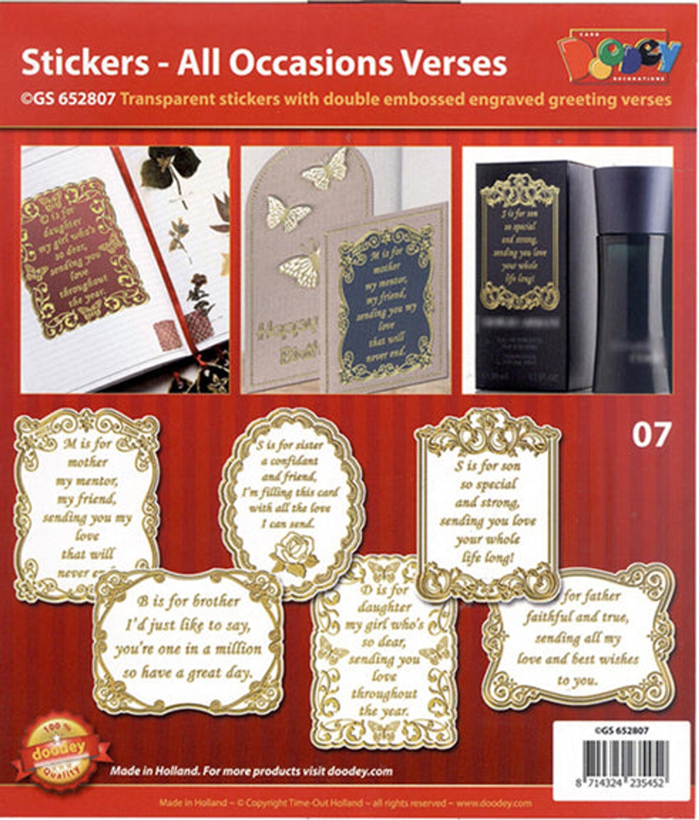Doodey All Ocassions  Stickers Assorted Gold/Silver - Transparent Gold