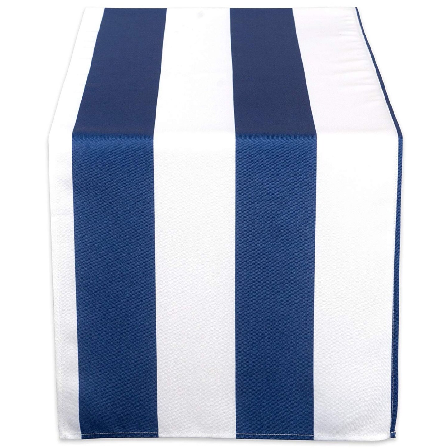 Contemporary Home Living Nautical Cabana Striped Outdoor Table Runner - 72" - Blue and White