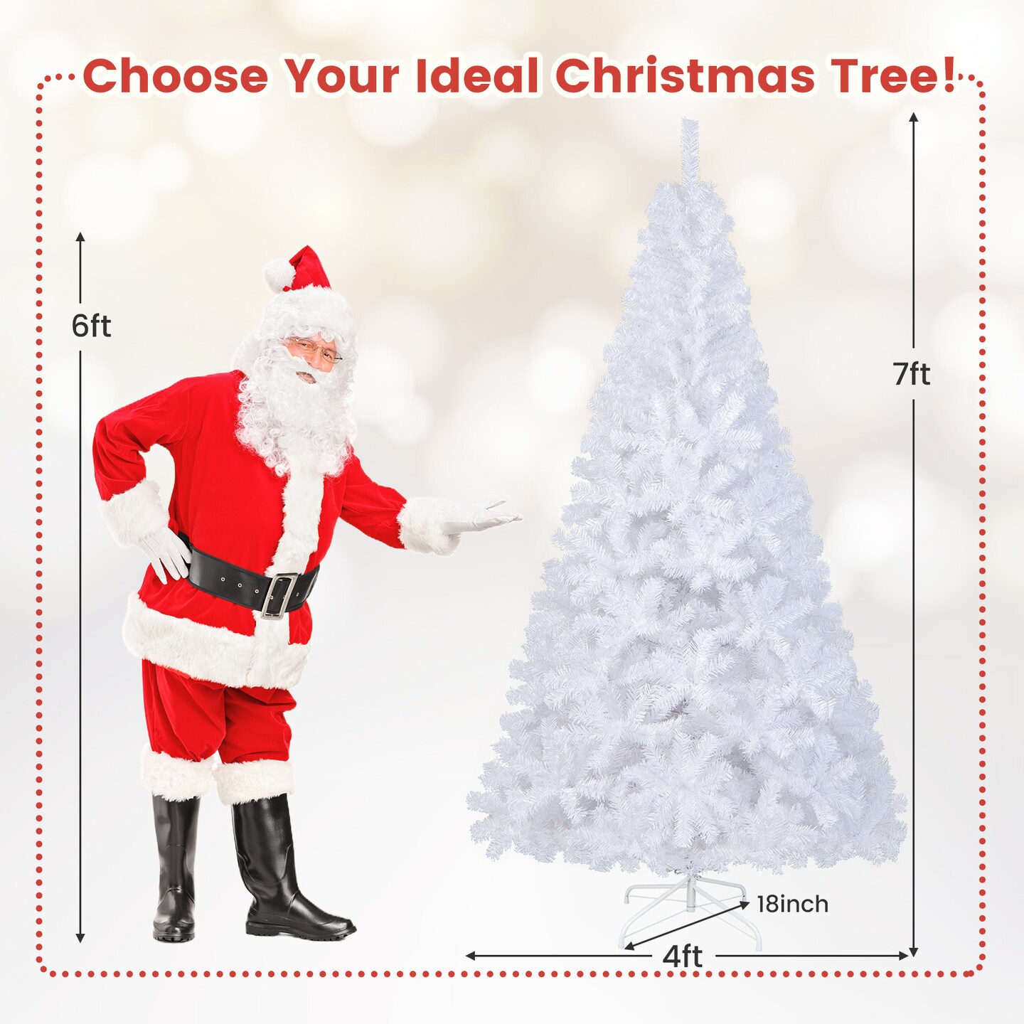 White Artificial PVC Christmas Tree with Metal Stand