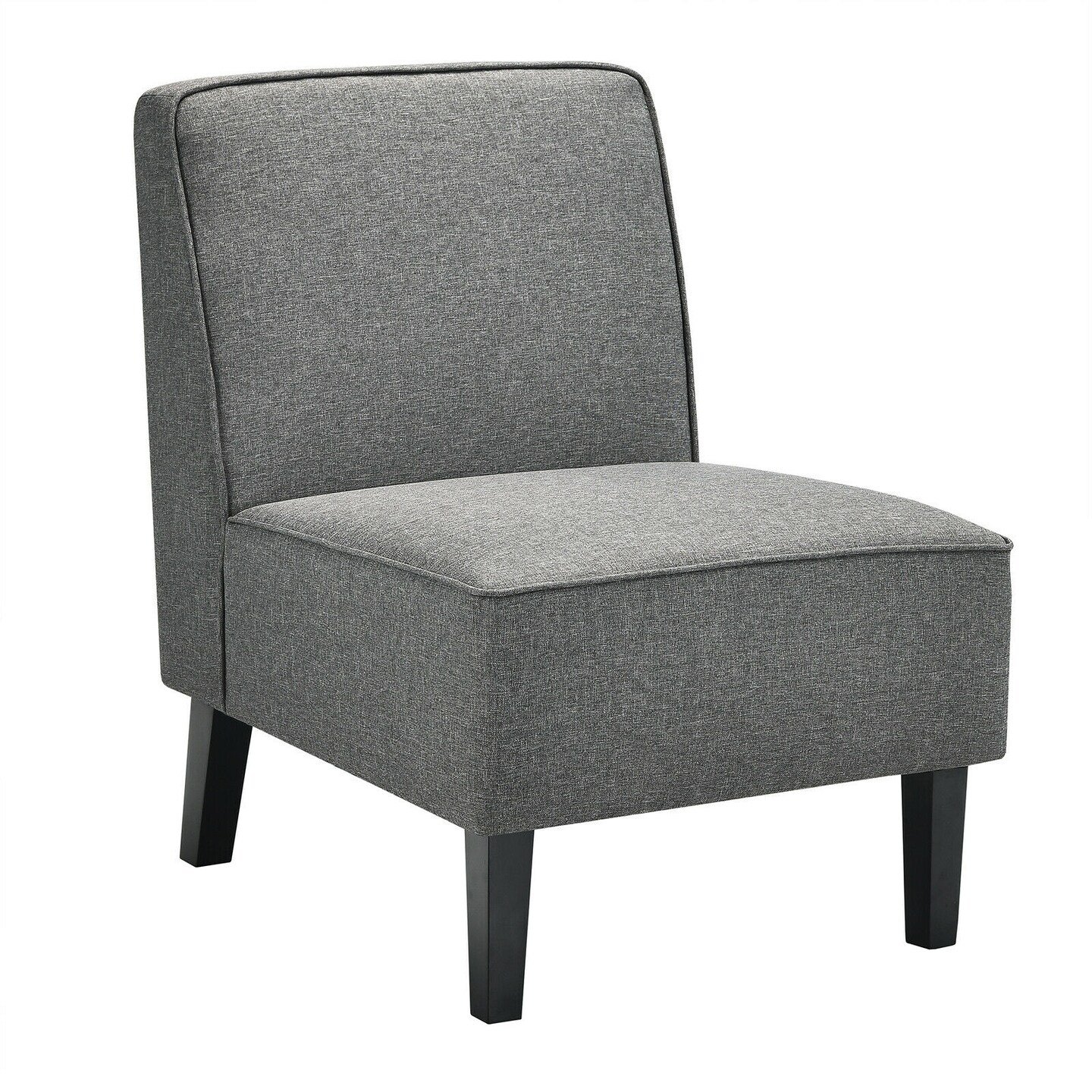 GZMR Gray Upholstered Office Chair Armless with Wood Legs