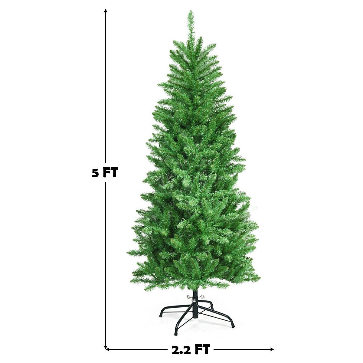 PVC Hinged Pre-lit Artificial Fir Pencil Christmas Tree with 150 Warm White