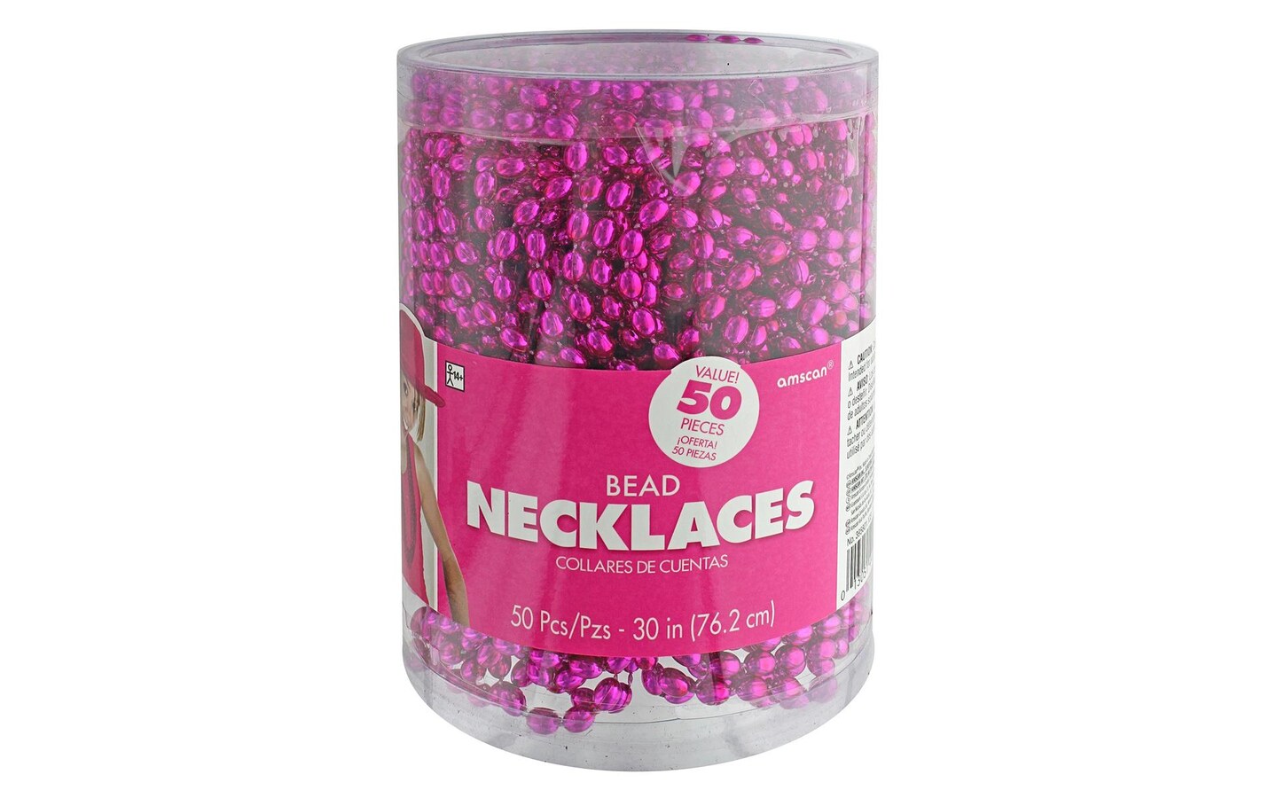 Amscan Bead Necklace 50pc Pink