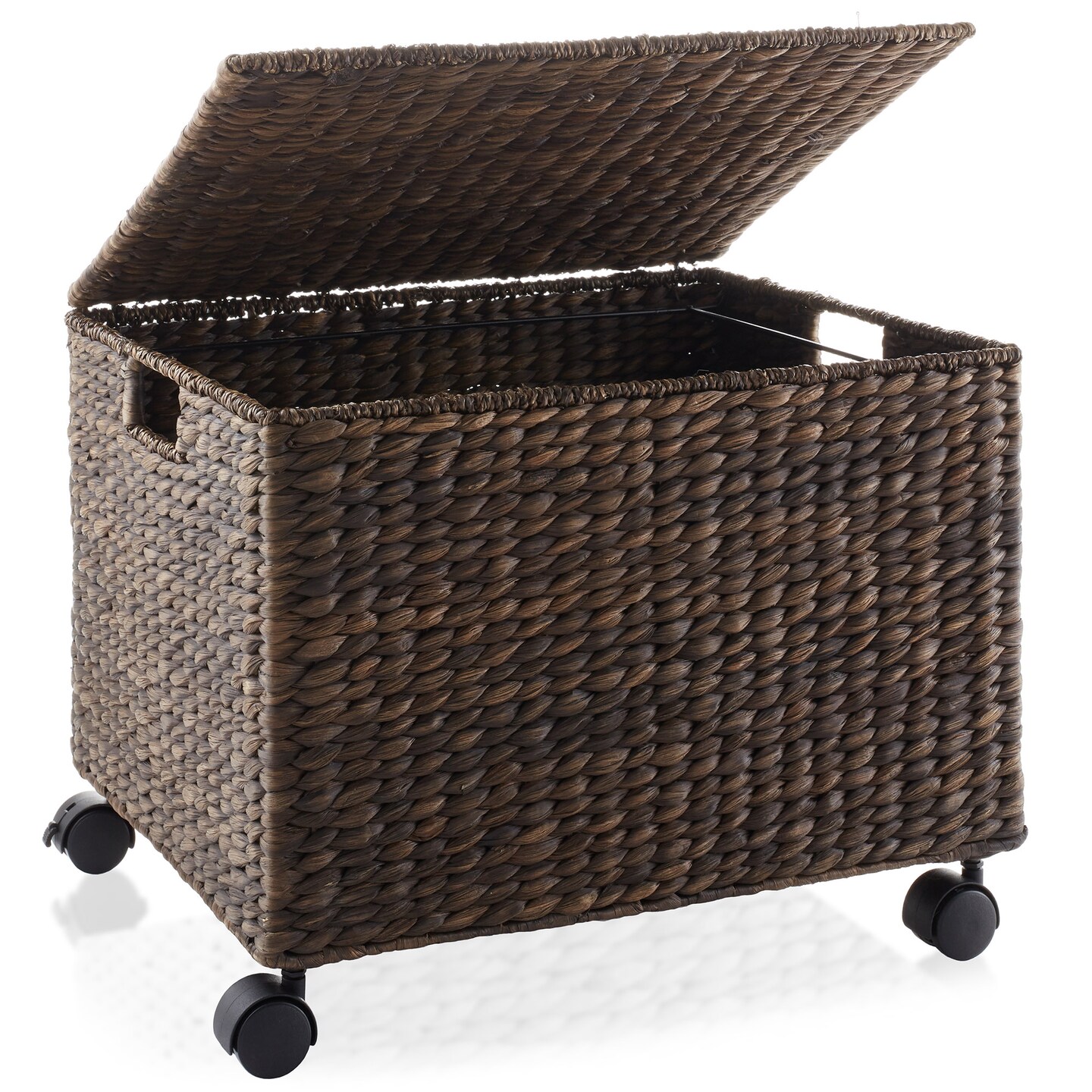 Casafield Rolling Filing Cabinet - Water Hyacinth File Organizer with Lid and Locking Wheels, Home Office Storage for Hanging Folders