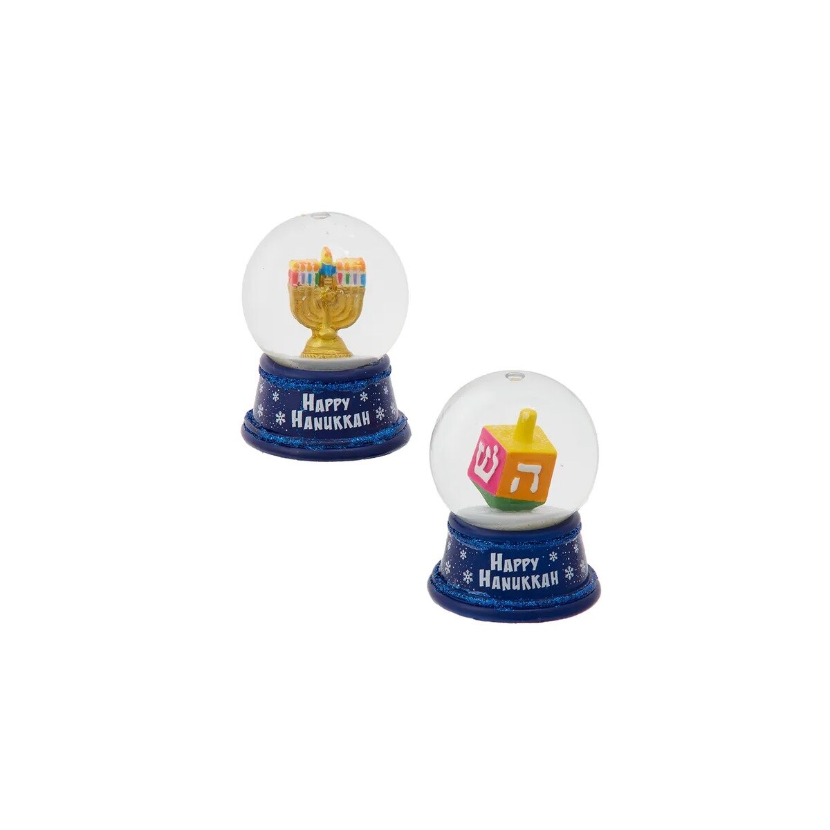 KSA Set of 12 Menorah and Dreidel "Happy Hanukkah" Snow Globes 1.75"