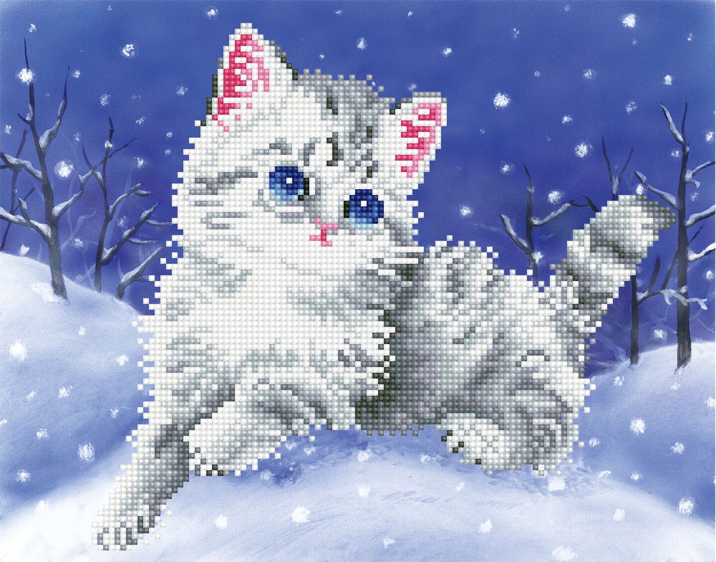 Diamond Painting Cute Kitten Running In The Snow – Diamonds Wizard