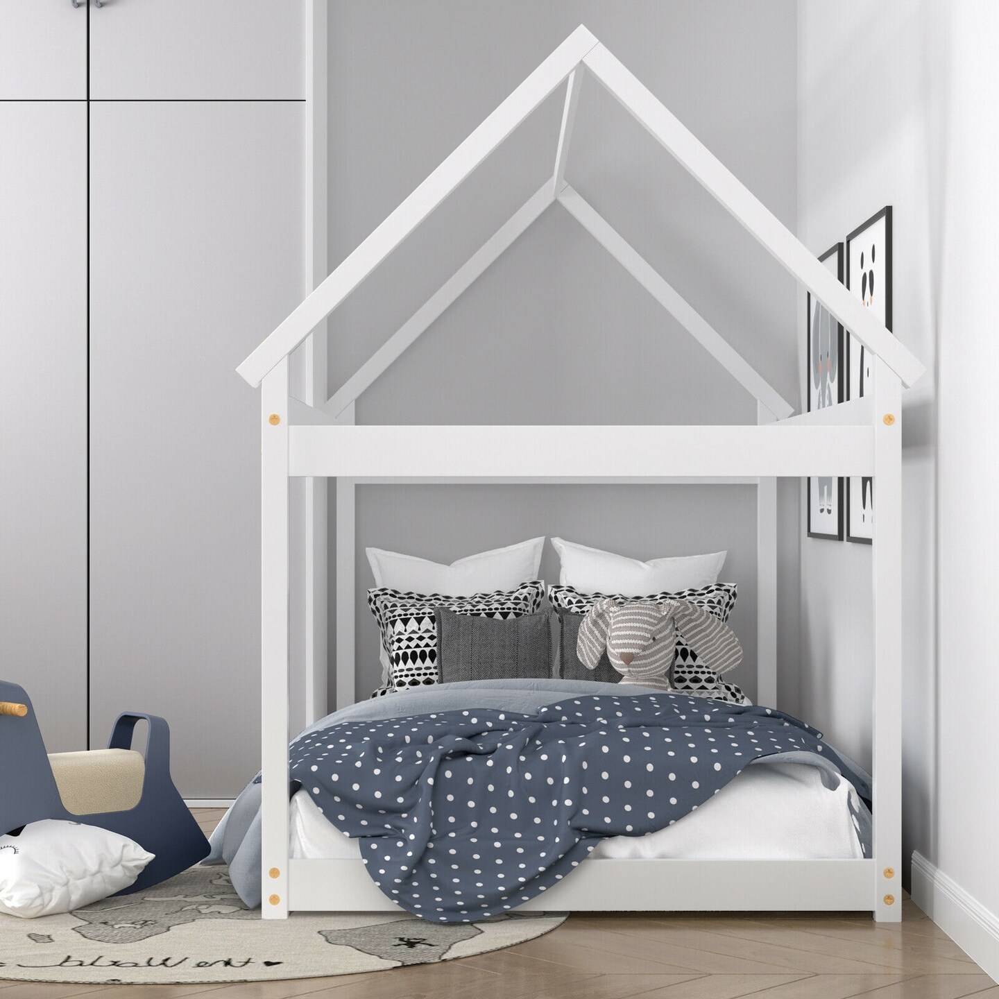Twin Size Wood House Bed for Kids, Sturdy and Easy Setup