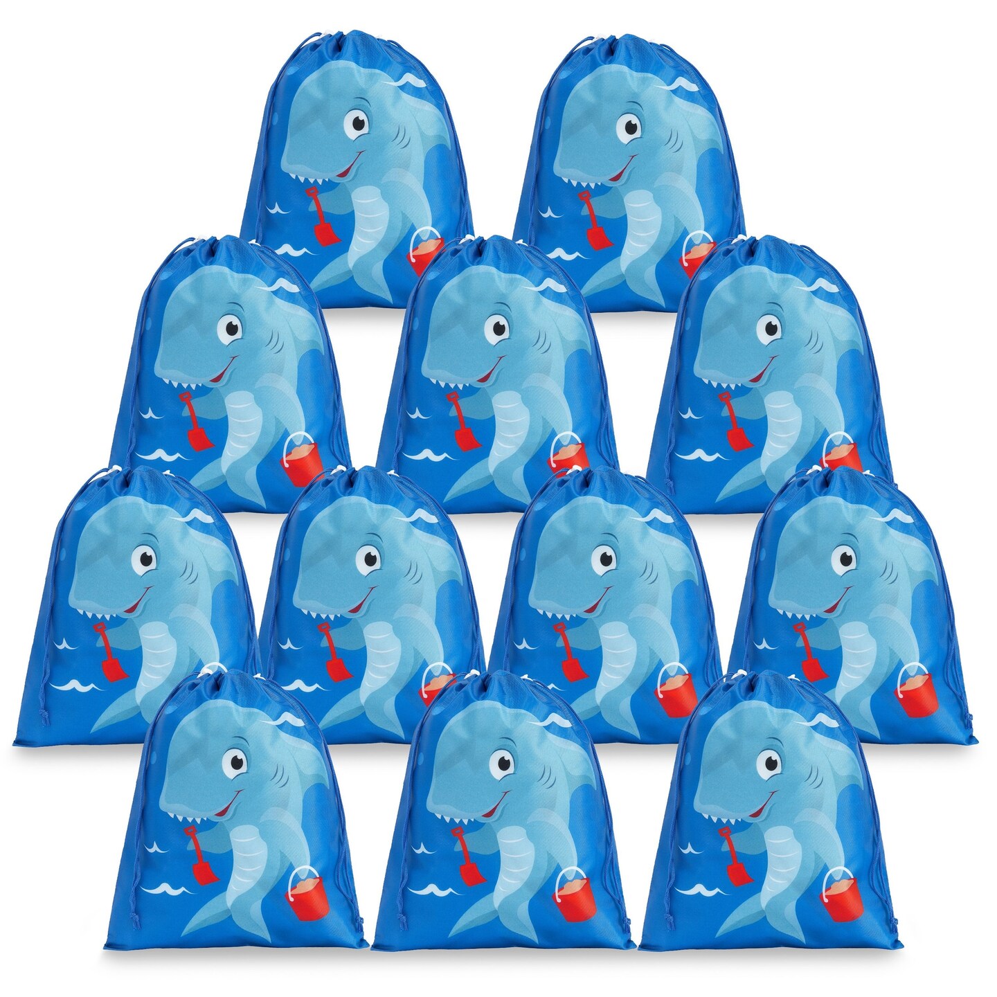 Drawstring Favor Bags for Shark Party (10 x 12 In, 12 Pack)