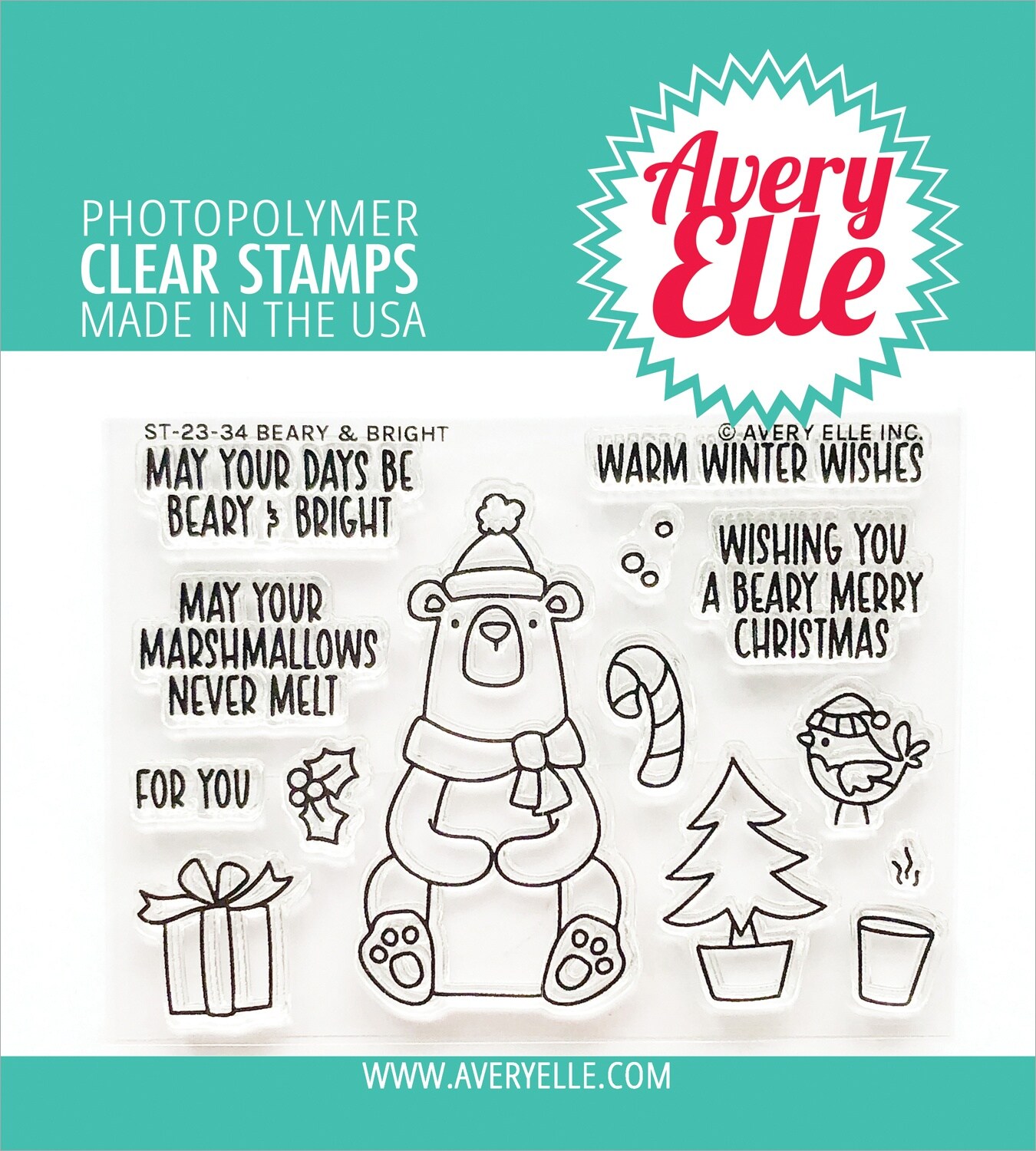 Avery Elle Clear Stamp Set-Beary &#x26; Bright