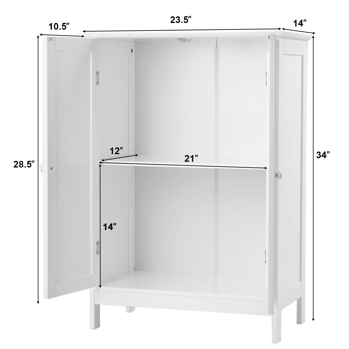 2-Door Freer-Standing Bathroom Storage Organizer Cabinet with Shelf Perfect for Living room or Bedroom